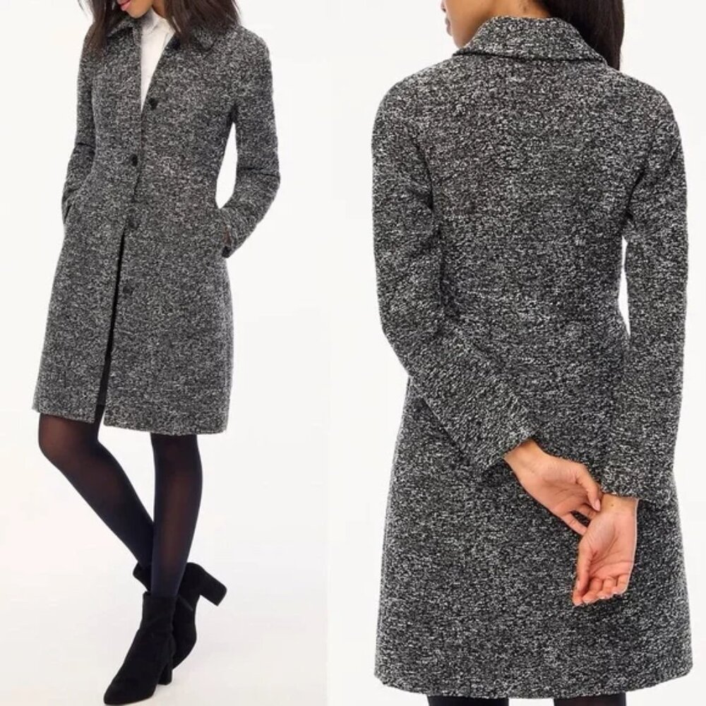 ✨ NWT J.Crew Factory Black & White Bouclé Lady Day Coat - Size 4P ✨